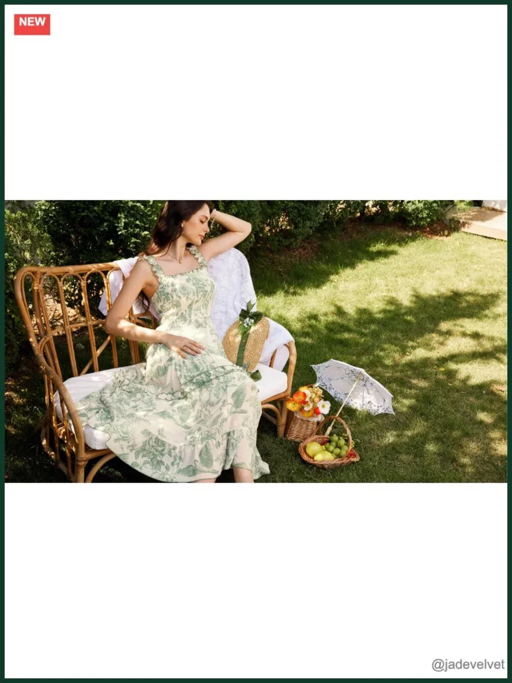 Floral Smocked Maxi Dress with Pockets, A-Line Sun Dress - Picture 6 of 6